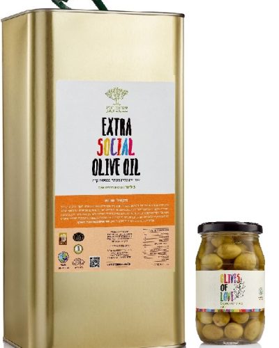 פח שמן זית 5 ליטר פיקואל + זיתים אורגניים